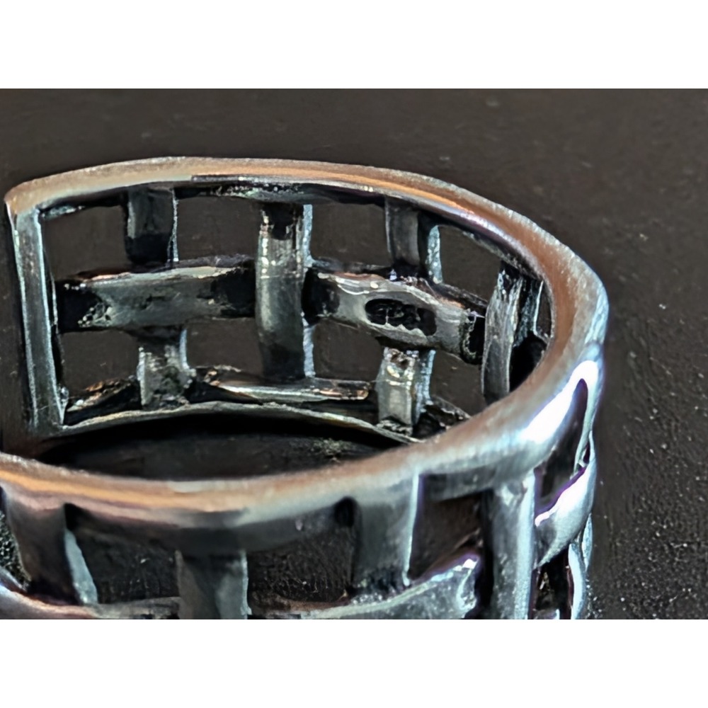 Size 5 Sterling Silver 925 Woven Band Ring Adjustable Open Statement Jewelry
